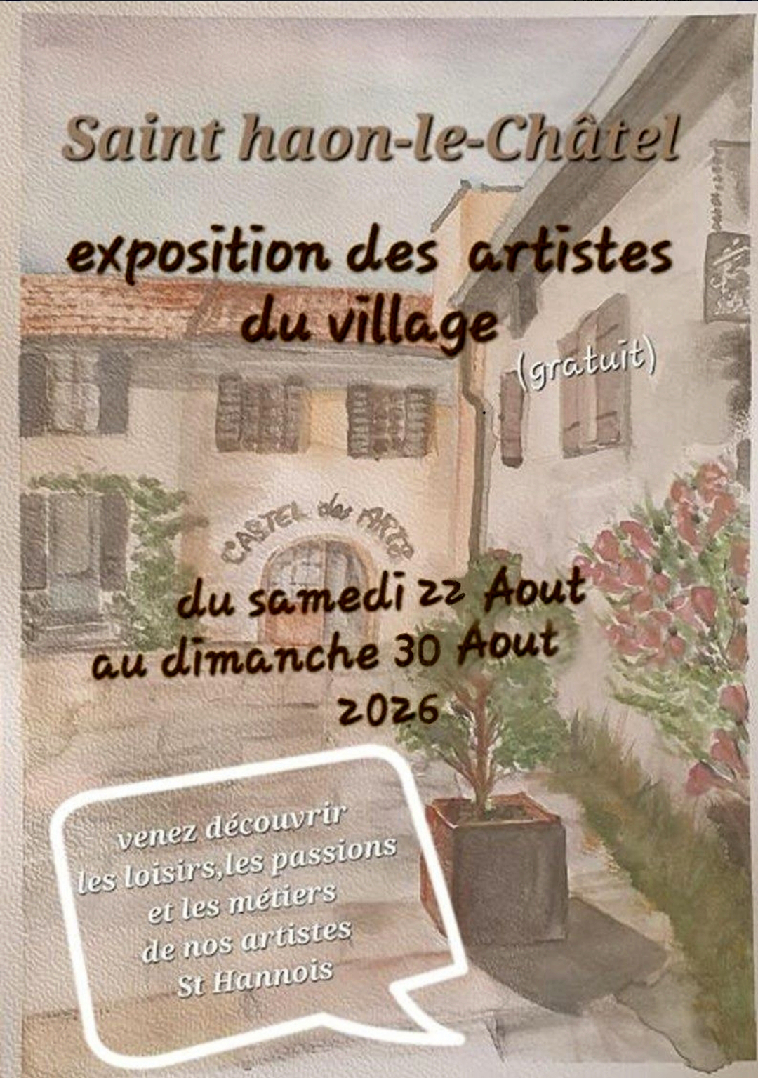 Lire la suite à propos de l’article Exposition de deux membres du club au Castel des Arts à Saint Haon-le-Châtel